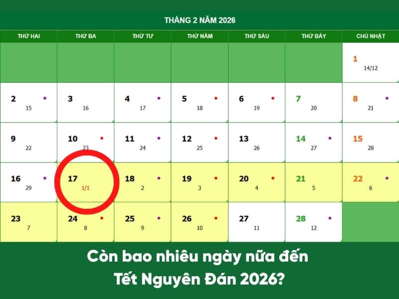 lịch Tết Nguyên Đán 2026
