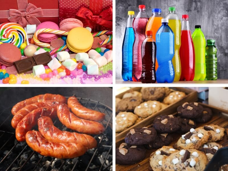 tránh tặng bánh kẹo ngọt, nước ngọt, thực phẩm chế biến sẵn