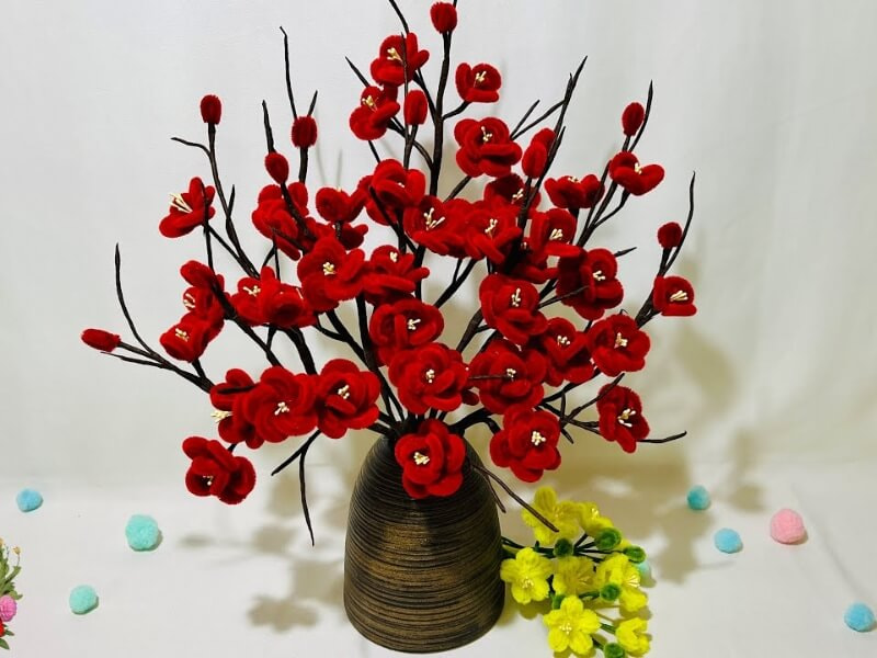 Bình hoa kẽm nhung thủ công 