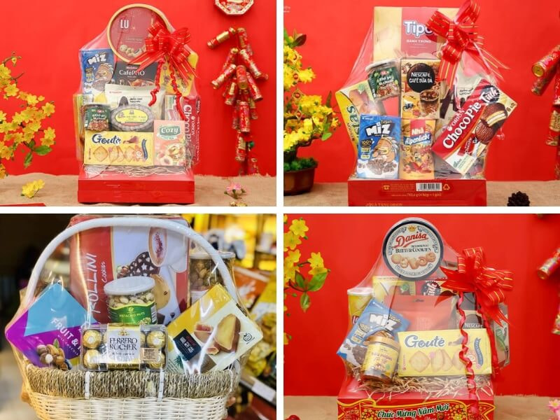 mẫu gói giỏ quà Tết bánh kẹo