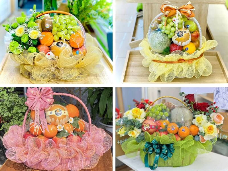 Mẫu gói giỏ trái cây Tết