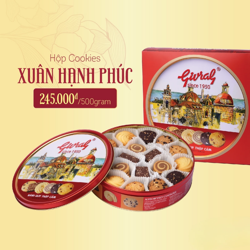 Hộp cookies Tết Xuân Hạnh Phúc