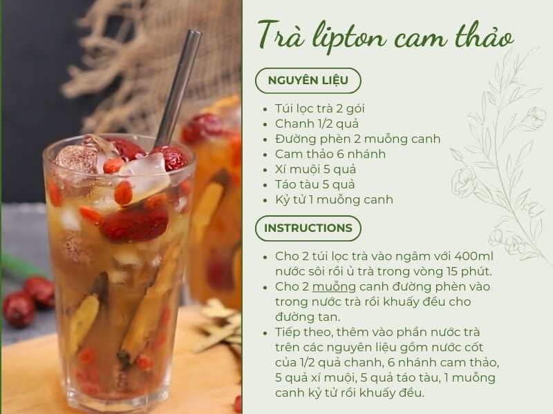 Công thức làm trà lipton cam thảo