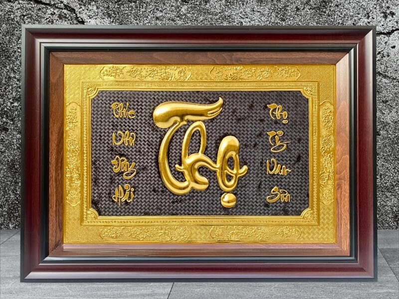 Tranh chữ Thọ dát vàng