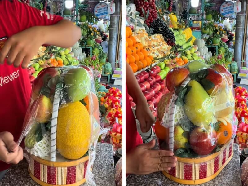 Bọc màng co giỏ trái cây